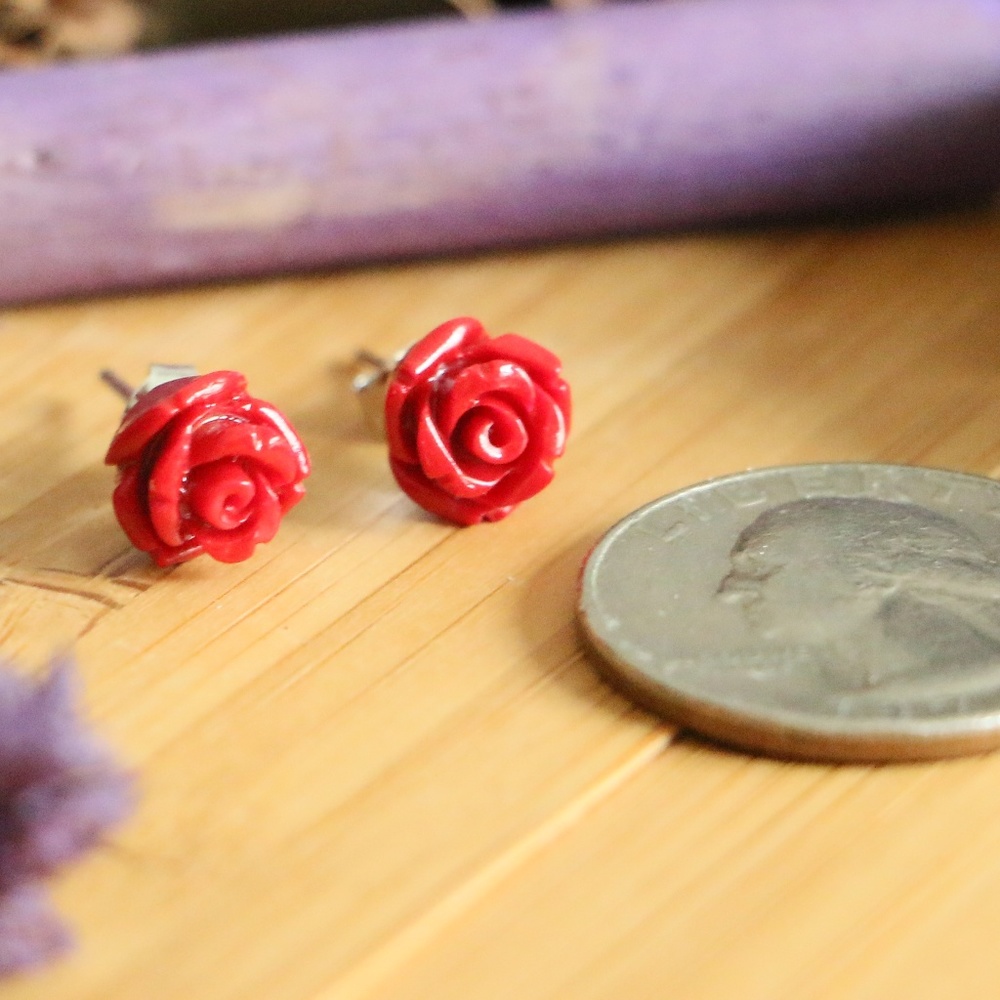 925 Sterling silver flower earrings 8 mm - Picture 6 of 8